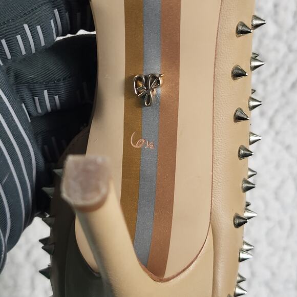 Sam Edelman Shoes HADLEE Oatmeal Suede Spiked Pump D'Orsay Heel size 6.5 - Picture 8 of 8